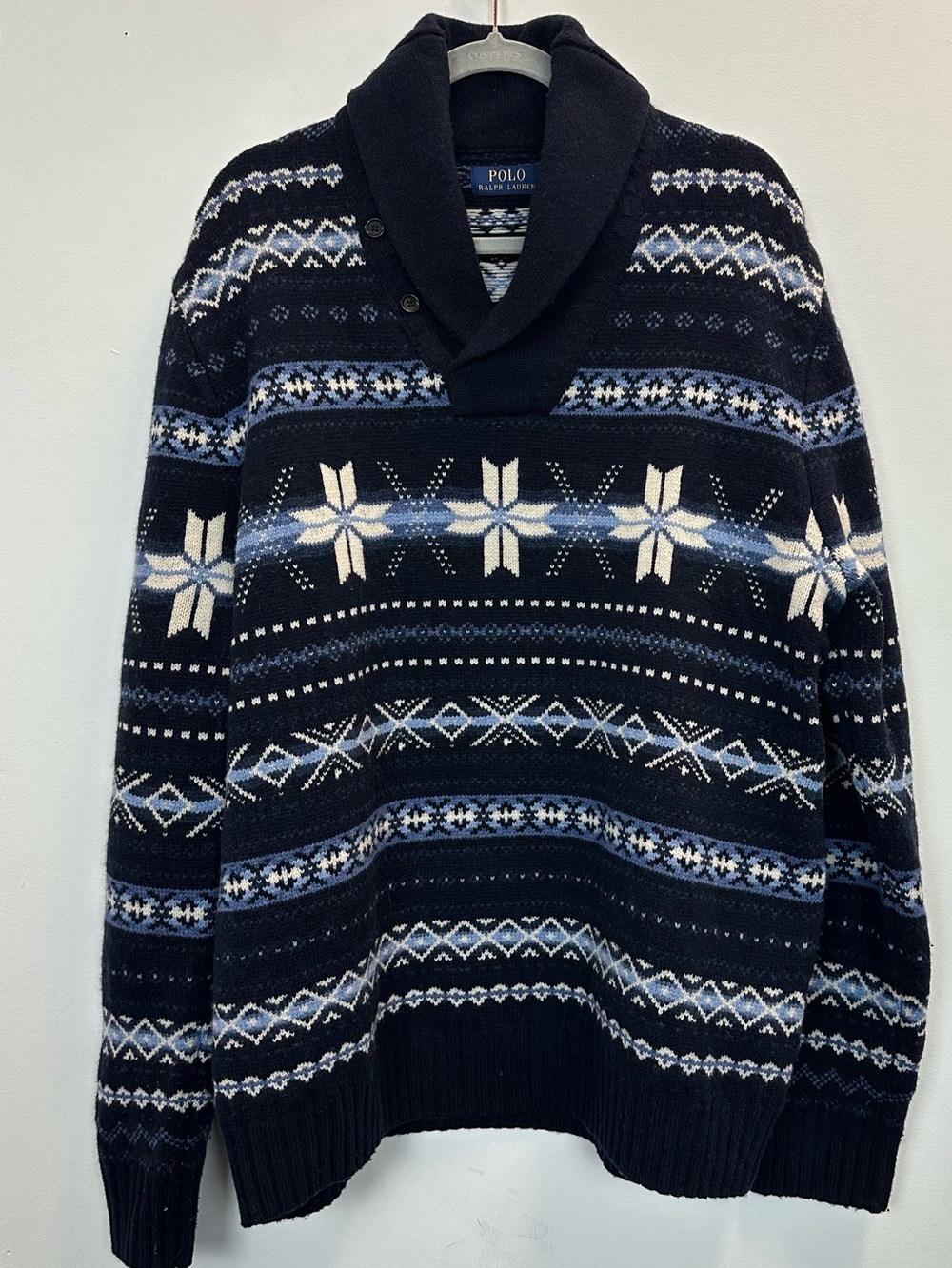 Polo Ralph Lauren Snowflake Shawl-Collar Fair Isle Cardigan XL